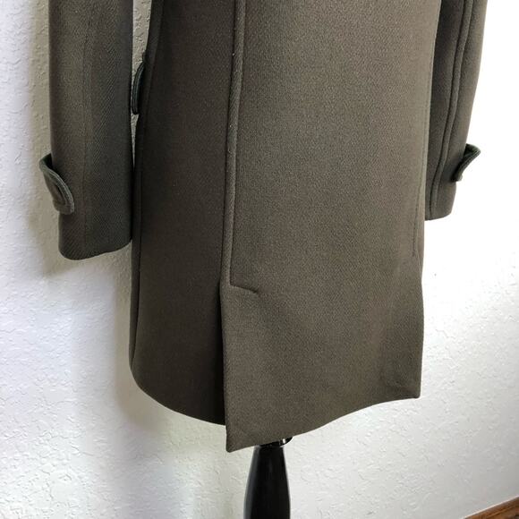 J Crew Stadium Cloth Nello Gori army green wool hooded overcoat size 2 - Picture 13 of 16